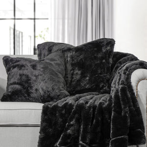 Hiend Accents Arctic Bear Pillow - Luxurious Faux Fur Accent Piece For Cozy Living Spaces And Stylish Décor Black Shell, 82% Acrylic,18% Polyester,Fill, 100% Waterfowl Feathers Pl5005-ab-bk