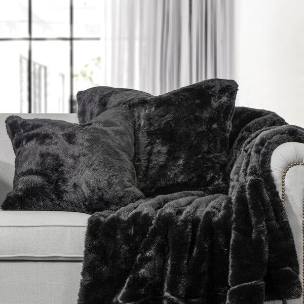 Hiend Accents Arctic Bear Pillow - Luxurious Faux Fur Accent Piece For Cozy Living Spaces And Stylish Décor Black Shell, 82% Acrylic,18% Polyester,Fill, 100% Waterfowl Feathers Pl5005-ab-bk