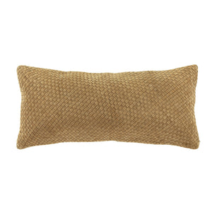 Hiend Accents Woven Suede Lumbar Pillow - Hand-woven Luxury With Rustic Charm For Chic Home Décor Enhancement Butterscotch Shell, 100% Leather,Fill, 100% Waterfowl Feathers Pl5108-ls-bu