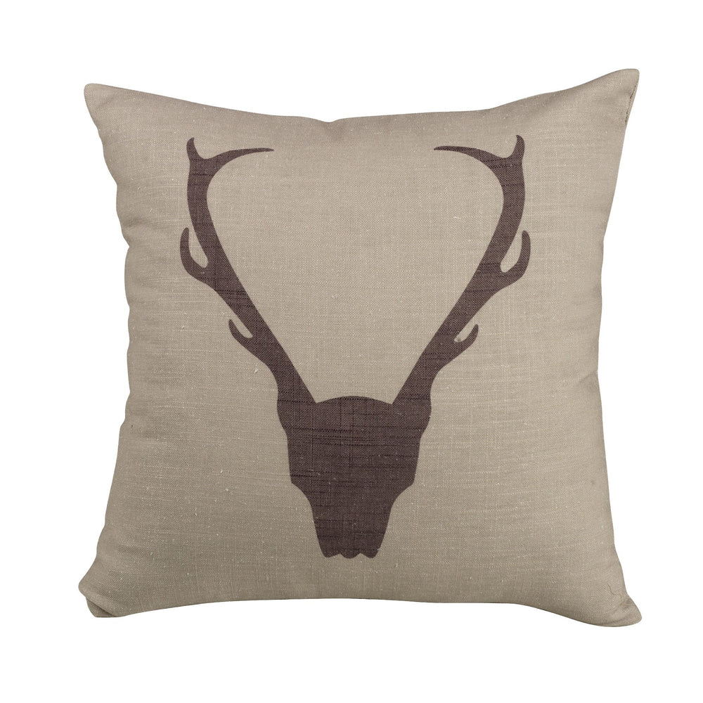Hiend Accents Printed Antler Burlap Throw Pillow - Rustic Charm For Cozy Living Spaces, Perfect Lodge Accent Decor Tan,Brown Shell, 100% Polyester,Fill, 100% Polyester Pl5114
