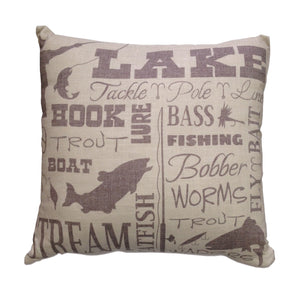 Hiend Accents Lake Cozy Text Collage Throw Pillow - Perfect Accent For Your Home Decor And Lake House Vibes Multi Color Shell, 100% Polyester,Fill, 100% Polyester Pl5115