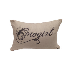 Hiend Accents Cowgirl" Linen Lumbar Pillow - Rustic Western Charm For Cozy Home Decor And Stylish Comfort Upgrade Tan,Brown Shell, 100% Polyester,Fill, 100% Waterfowl Feathers Pl5118