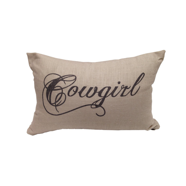 Hiend Accents Cowgirl" Linen Lumbar Pillow - Rustic Western Charm For Cozy Home Decor And Stylish Comfort Upgrade Tan,Brown Shell, 100% Polyester,Fill, 100% Waterfowl Feathers Pl5118