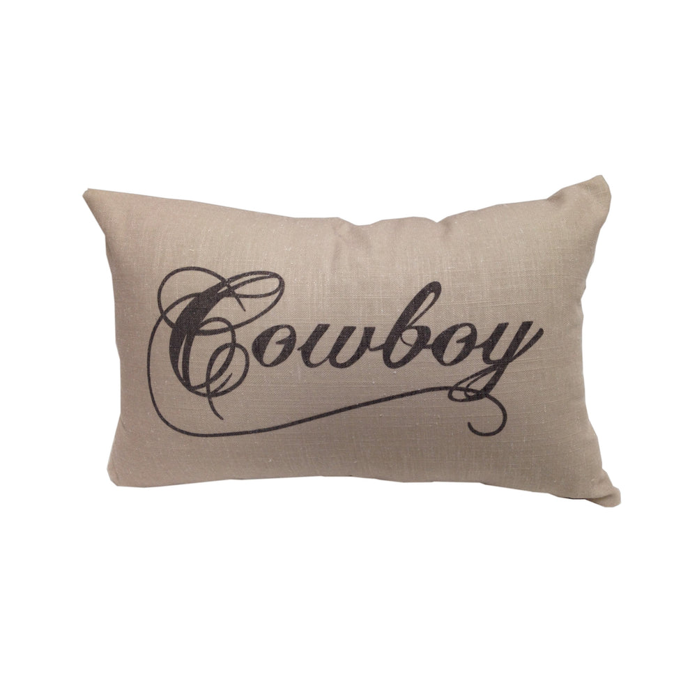 Hiend Accents Cowboy" Linen Lumbar Pillow - Rustic Western Decor Accent For Home Comfort And Style Enhancement Tan,Brown Shell, 100% Polyester,Fill, 100% Waterfowl Feathers Pl5119