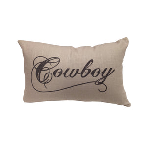 Hiend Accents Cowboy" Linen Lumbar Pillow - Rustic Western Decor Accent For Home Comfort And Style Enhancement Tan,Brown Shell, 100% Polyester,Fill, 100% Waterfowl Feathers Pl5119