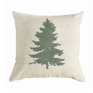 Hiend Accents Green Pine Tree Linen Throw Pillow - Rustic Elegance For Cozy Retreats, Perfect For Any Decor Style Cream,Green Shell, 100% Polyester,Fill, 100% Waterfowl Feathers Pl5123