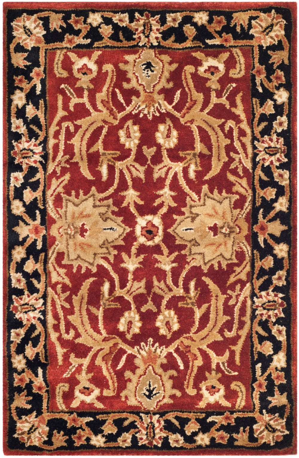Safavieh Persian Handcrafted Area Rug - Luxurious New Zealand Wool With Intricate Floral Motifs For Elegance Rust ,Black New Zealand Wool Pl523c-9