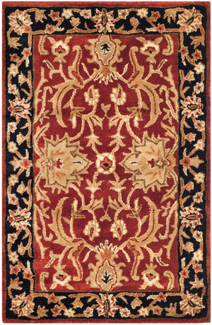 Safavieh Persian Handcrafted Area Rug - Luxurious New Zealand Wool With Intricate Floral Motifs For Elegance Rust ,Black New Zealand Wool Pl523c-9