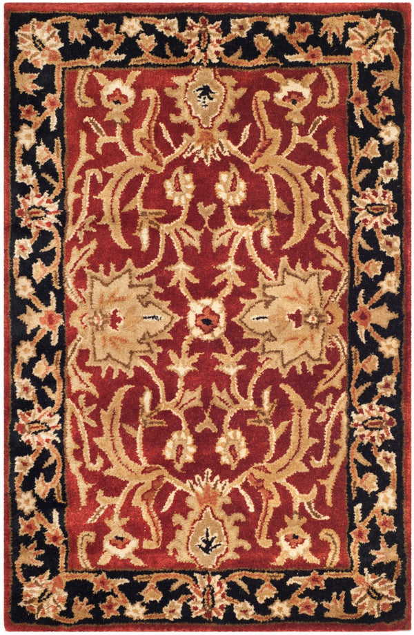 Safavieh Persian Handcrafted Area Rug - Luxurious New Zealand Wool With Intricate Floral Motifs For Elegance Rust ,Black New Zealand Wool Pl523c-9