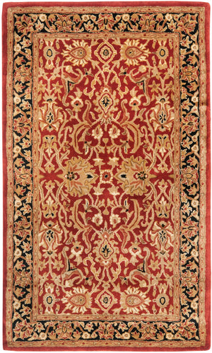 Safavieh Persian Handcrafted Area Rug - Luxurious New Zealand Wool With Intricate Floral Motifs For Elegance Rust ,Black New Zealand Wool Pl523c-9