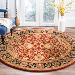 Safavieh Persian Handcrafted Area Rug - Luxurious New Zealand Wool With Intricate Floral Motifs For Elegance Rust ,Black New Zealand Wool Pl523c-9