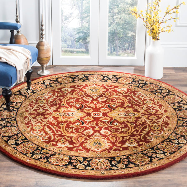 Safavieh Persian Handcrafted Area Rug - Luxurious New Zealand Wool With Intricate Floral Motifs For Elegance Rust ,Black New Zealand Wool Pl523c-9