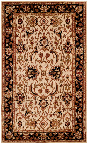 Safavieh Persian Handcrafted Area Rug - Luxurious New Zealand Wool With Intricate Floral Motifs For Elegance Ivory ,Black New Zealand Wool Pl523d-8ov