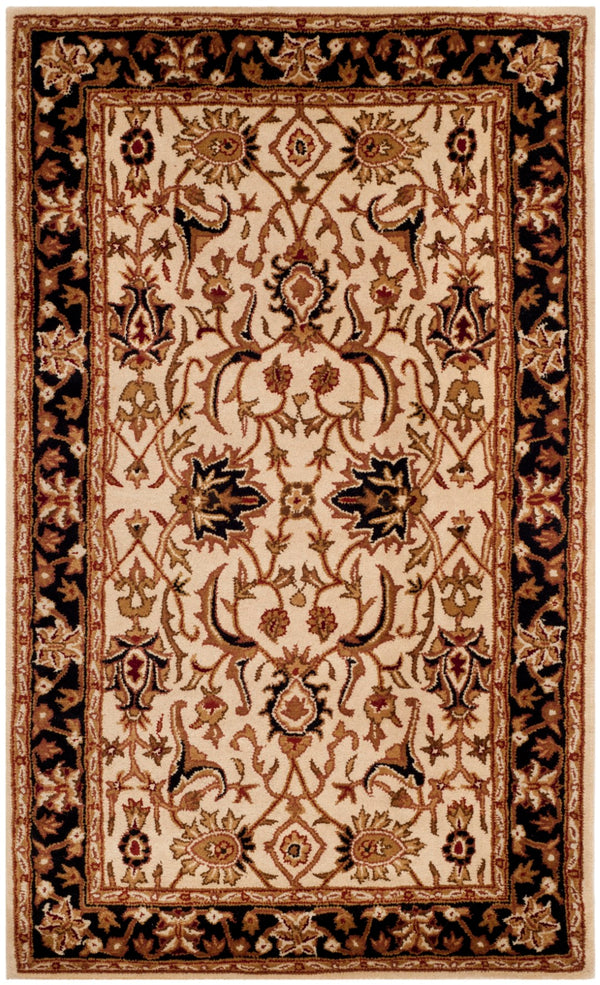 Safavieh Persian Handcrafted Area Rug - Luxurious New Zealand Wool With Intricate Floral Motifs For Elegance Ivory ,Black New Zealand Wool Pl523d-8ov
