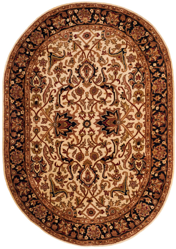 Safavieh Persian Handcrafted Area Rug - Luxurious New Zealand Wool With Intricate Floral Motifs For Elegance Ivory ,Black New Zealand Wool Pl523d-8ov