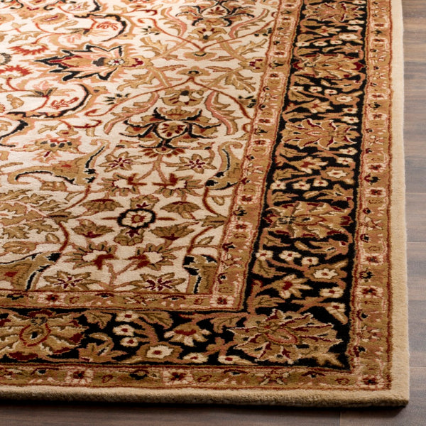Safavieh Persian Handcrafted Area Rug - Luxurious New Zealand Wool With Intricate Floral Motifs For Elegance Ivory ,Black New Zealand Wool Pl523d-8ov