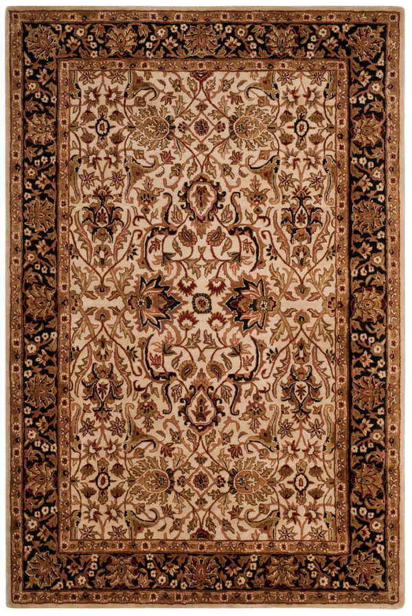 Safavieh Persian Handcrafted Area Rug - Luxurious New Zealand Wool With Intricate Floral Motifs For Elegance Ivory ,Black New Zealand Wool Pl523d-8ov
