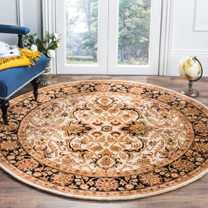 Safavieh Persian Handcrafted Area Rug - Luxurious New Zealand Wool With Intricate Floral Motifs For Elegance Ivory ,Black New Zealand Wool Pl523d-8ov
