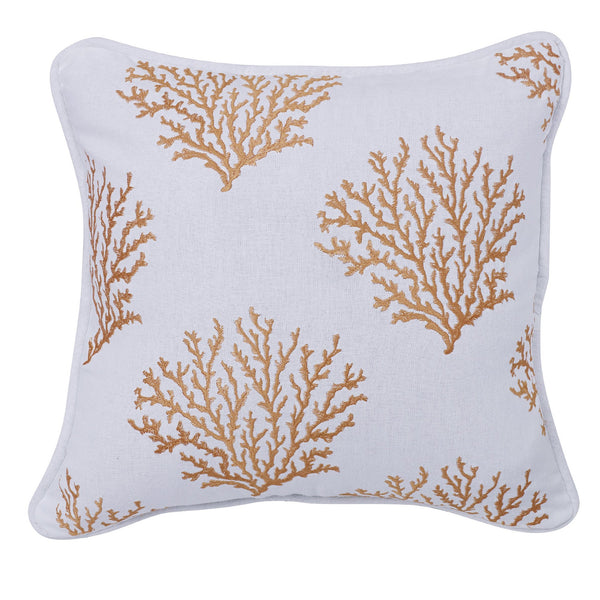 Hiend Accents Saffron Embroidered Coral Pillow - Vibrant Accent For Chic Home Decor, Perfect For Any Space Multi Shell, 100% Polyester. Filling, 100% Polyester Pl6113