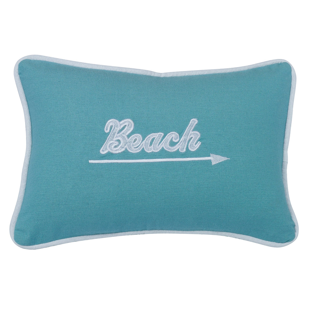 Hiend Accents Embroidered Beach Pillow - Whimsical Coastal Decor Accent For Living Spaces, Perfect For Relaxation Multi Shell, 100% Polyester. Filling, 100% Polyester Pl6116