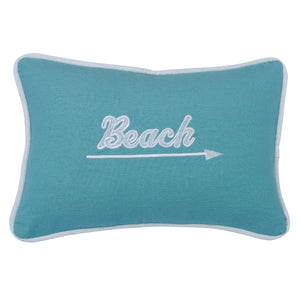 Hiend Accents Embroidered Beach Pillow - Whimsical Coastal Decor Accent For Living Spaces, Perfect For Relaxation Multi Shell, 100% Polyester. Filling, 100% Polyester Pl6116
