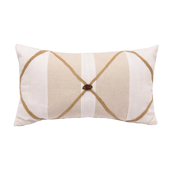 Hiend Accents Linen Oblong Buttoned Pillow – Elevate Home Decor With Elegant Braid Detail And Sophisticated Charm Multi Shell, 100% Polyester. Filling, 100% Polyester Pl6119