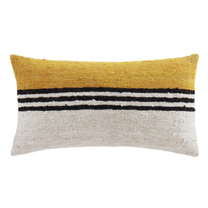 Hiend Accents Solola Handwoven Oblong Pillow - Artisan Crafted In Guatemala, Soft Wool & Feather Filled For Elegance Yellow,Natural Face, 100% Sheepswool,Back, 100% Cotton Canvas,Fill, 95% Feather,5% Down Pl8001p1