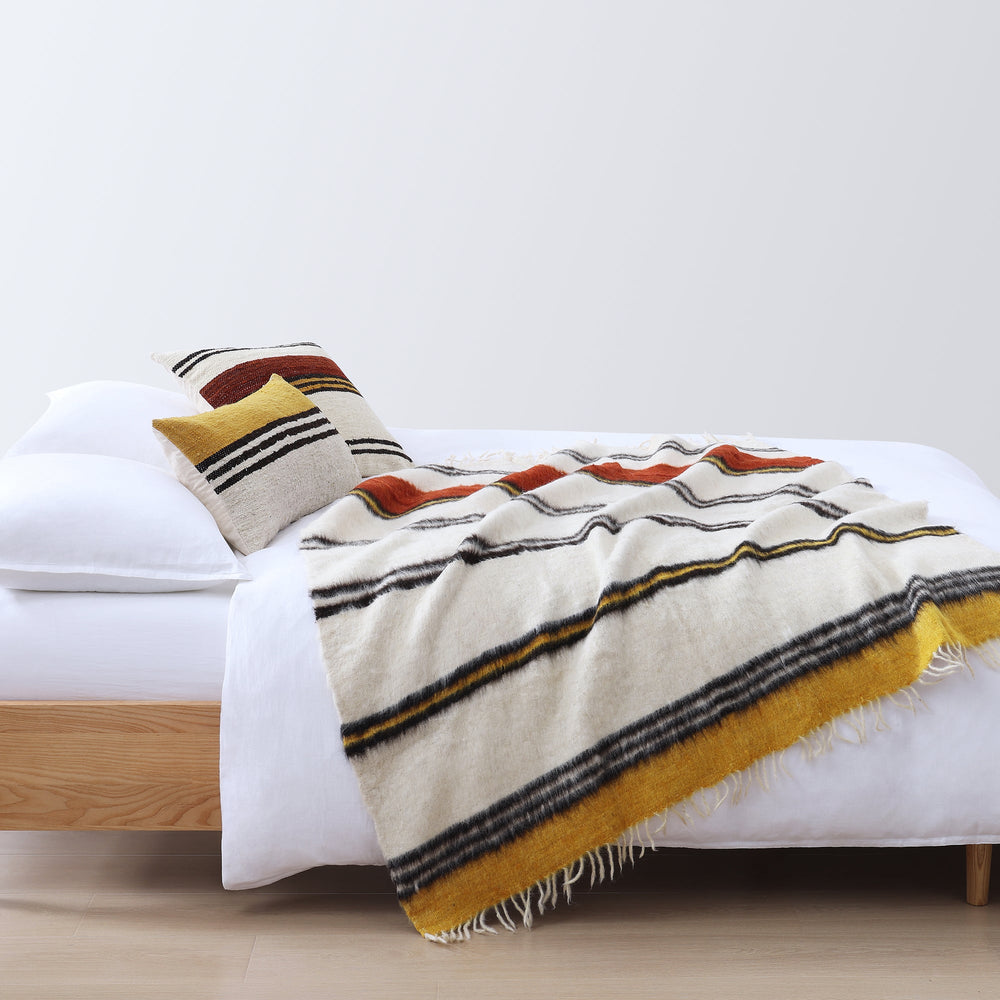 Hiend Accents Solola Handwoven Oblong Pillow - Artisan Crafted In Guatemala, Soft Wool & Feather Filled For Elegance Yellow,Natural Face, 100% Sheepswool,Back, 100% Cotton Canvas,Fill, 95% Feather,5% Down Pl8001p1