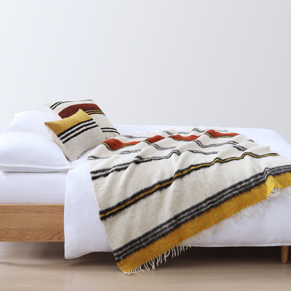 Hiend Accents Solola Handwoven Oblong Pillow - Artisan Crafted In Guatemala, Soft Wool & Feather Filled For Elegance Yellow,Natural Face, 100% Sheepswool,Back, 100% Cotton Canvas,Fill, 95% Feather,5% Down Pl8001p1