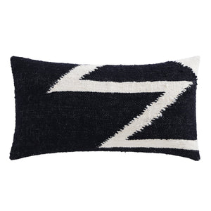 Hiend Accents Antigua Handwoven Oblong Pillow – Exquisite Aztec Patterns, Artisan Craftsmanship For Elegant Decor Black,White Face, 100% Sheepswool,Back, 100% Cotton Canvas,Fill, 95% Feather,5% Down Pl8002p1