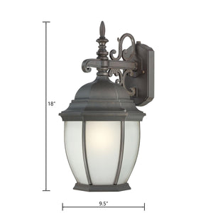 Thomas Lighting Covington Matte Metal Outdoor Wall Sconce with Seeded Glass Lantern for Entryways Bronze 18 inches - A PL922963