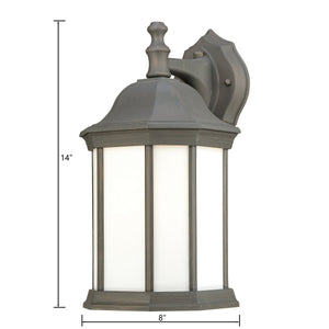 Thomas Lighting Hawthorne Matte Metal Outdoor Wall Sconce Traditional Lantern Glass Panel Porch Light Bronze 14 inches PL946263