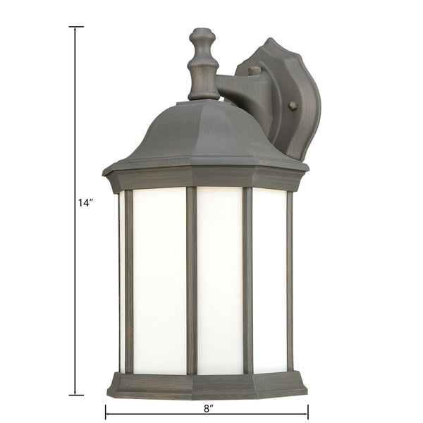 Thomas Lighting Hawthorne Matte Metal Outdoor Wall Sconce Traditional Lantern Glass Panel Porch Light Bronze 14 inches PL946263