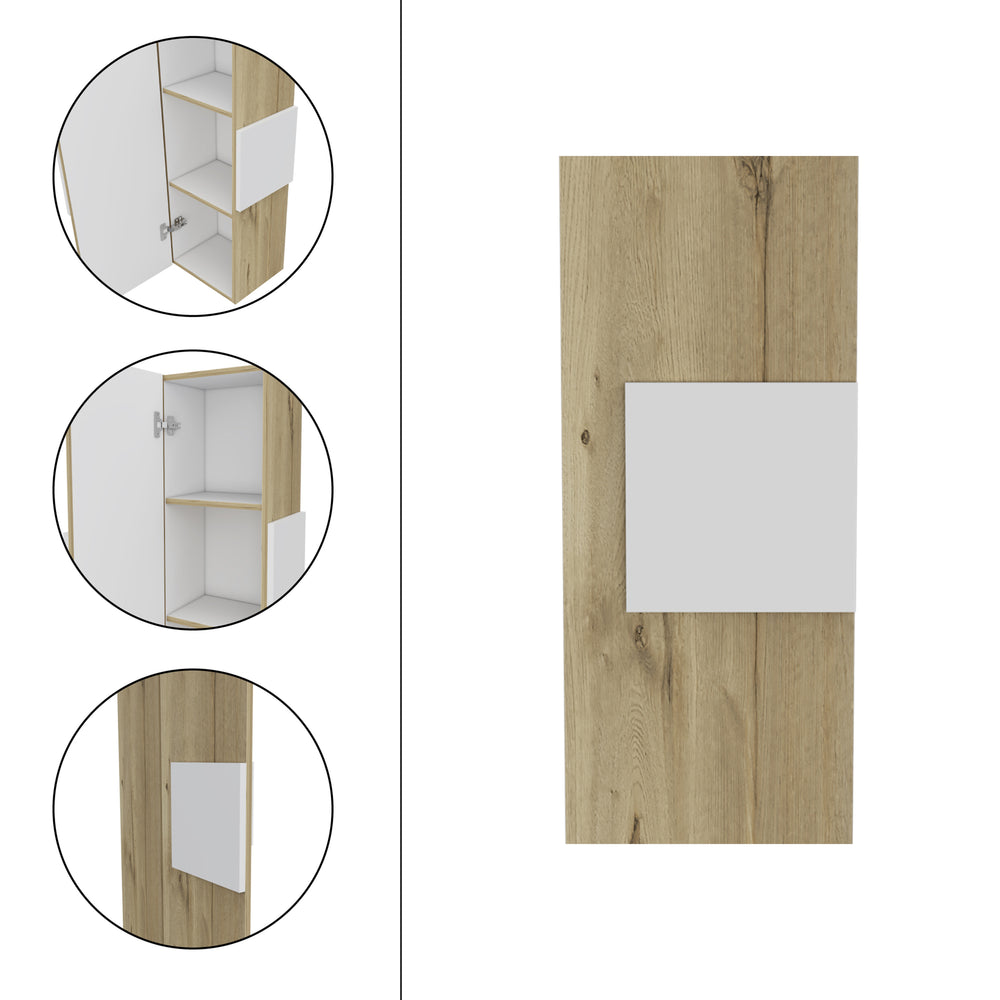 English Elm Vanguard Three-Shelf Medicine Cabinet with Single Door, White & Light Oak Accent, Sleek Storage Solution B07092115