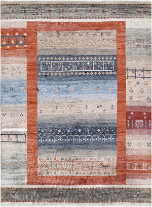 Pasargad Home Tribal Collection Hand-knotted Silk Area Rug With Vibrant Earthy Colors And Motifs   Plr-07 6x8