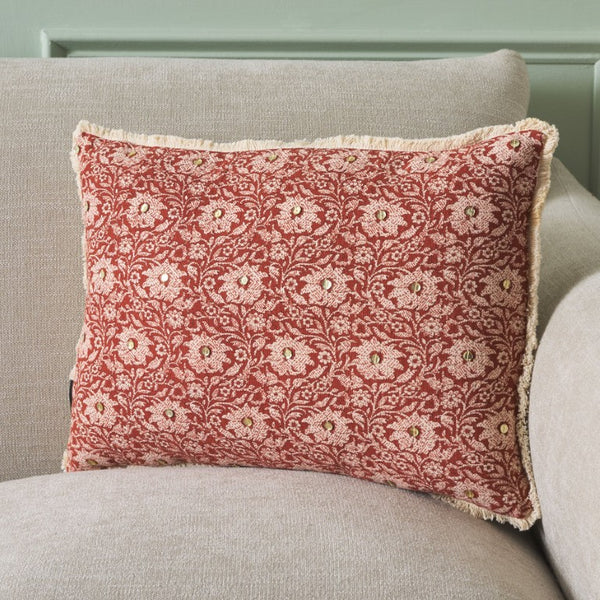 Safavieh Steph, Cotton Lumbar Pillow Brick Terracotta Tone for Bohemian Farmhouse Sofas PLS712A-1420