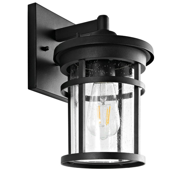 Safavieh SENTA, 6.75 Inch Outdoor Wall Sconce - Modern Clear Glass & Black Metal Fixture for Elegant Illumination PLT4001A