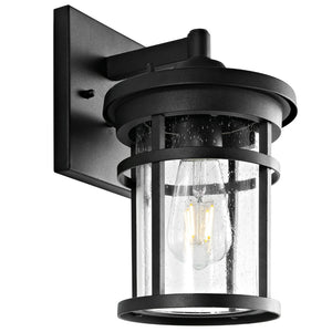 Safavieh SENTA, 6.75 Inch Outdoor Wall Sconce - Modern Clear Glass & Black Metal Fixture for Elegant Illumination PLT4001A