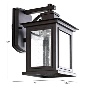 Safavieh GORGEN, 6.7 Inch Oil Rubbed Bronze Outdoor Wall Sconce - Stylish Metal & Glass Fixture for Ambiance PLT4002A