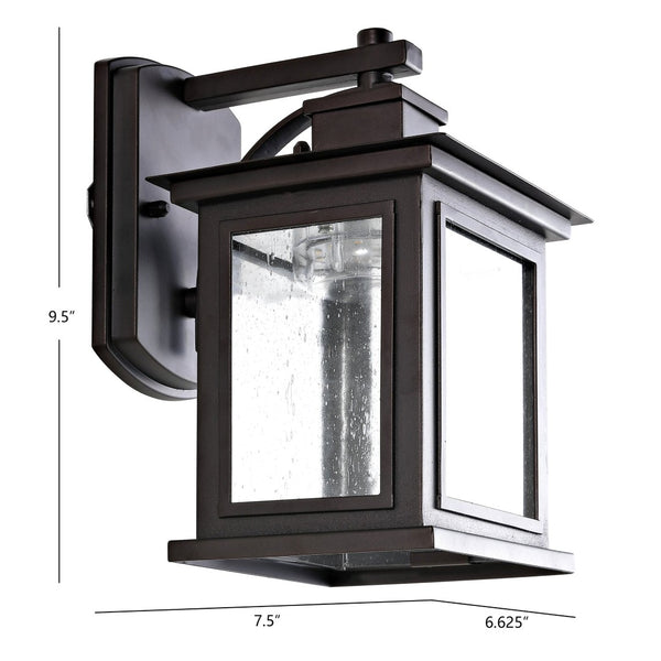 Safavieh GORGEN, 6.7 Inch Oil Rubbed Bronze Outdoor Wall Sconce - Stylish Metal & Glass Fixture for Ambiance PLT4002A