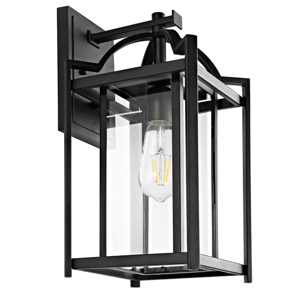 Safavieh PORTAR, 8.5-Inch Clear Glass & Black Metal Outdoor Wall Sconce for Elegant Illumination & Style PLT4008A