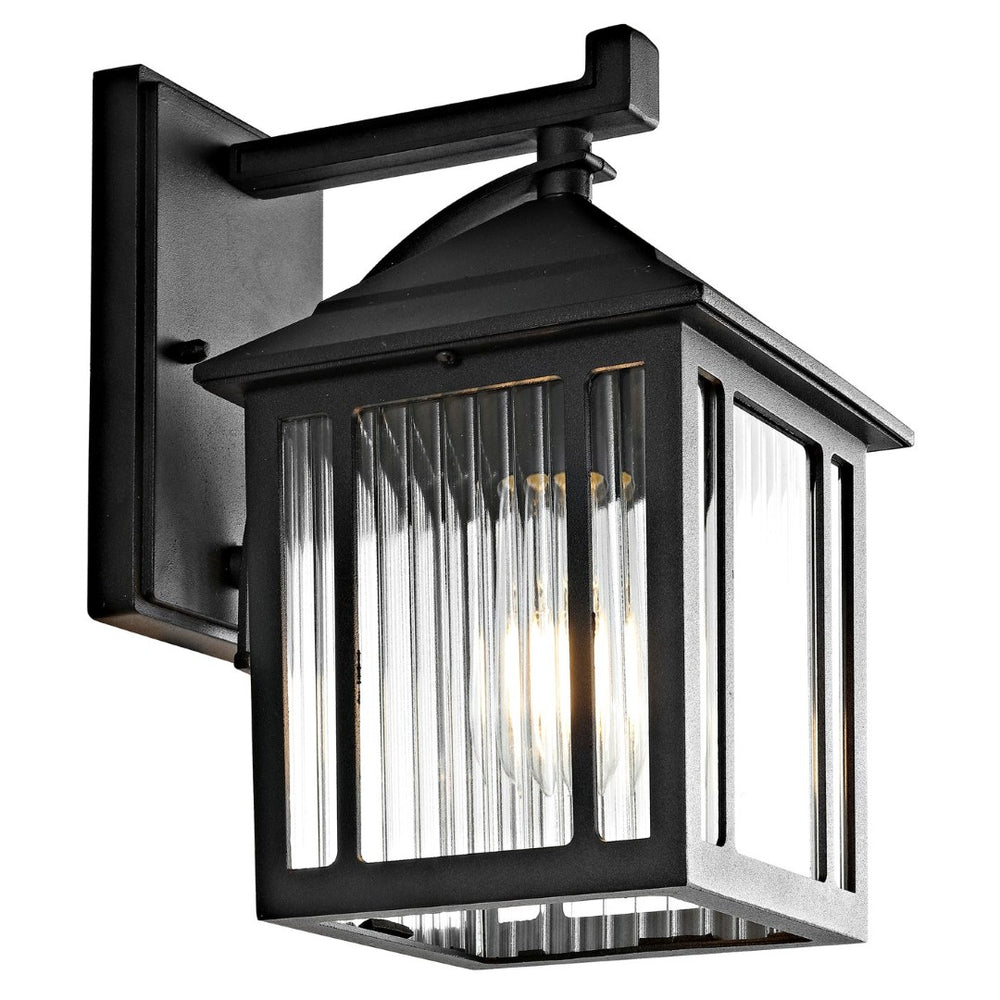 Safavieh RANZI, 6.75-Inch Clear Glass & Black Metal Outdoor Wall Sconce for Modern Porches & Patios PLT4009A