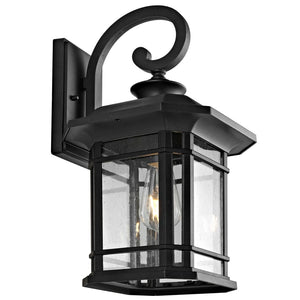 Safavieh CENDRA, 9.25 Inch Clear Glass & Black Metal Outdoor Wall Sconce for Stylish Entryway Lighting PLT4011A