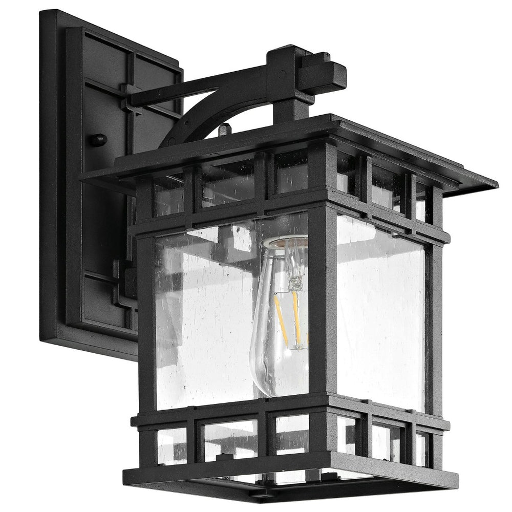 Safavieh GRAYTER, 7-Inch Modern Outdoor Wall Sconce - Clear Glass & Matte Black Metal for Elegant Lighting PLT4013A