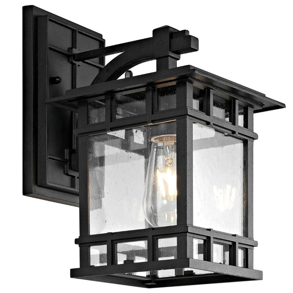 Safavieh GRAYTER, 7-Inch Modern Outdoor Wall Sconce - Clear Glass & Matte Black Metal for Elegant Lighting PLT4013A