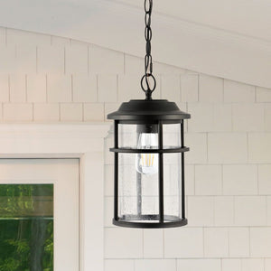 Safavieh CIANNA, 7.5 Inch Matte Black Iron/Glass Pendant Light - Adjustable Outdoor Fixture for Patios & Porches PLT4016A
