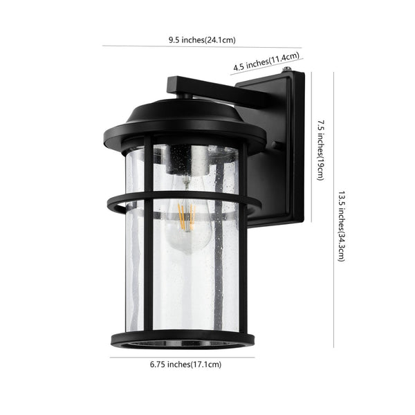 Safavieh CIANNA, Set of 2 Elegant 9.5-Inch Matte Black Outdoor Wall Sconces for Modern Curb Appeal & Ambiance PLT4017A-SET2