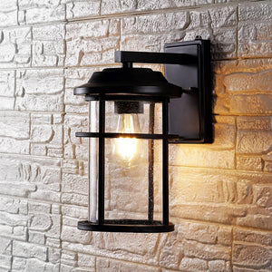 Safavieh CIANNA, Set of 2 Elegant 9.5-Inch Matte Black Outdoor Wall Sconces for Modern Curb Appeal & Ambiance PLT4017A-SET2