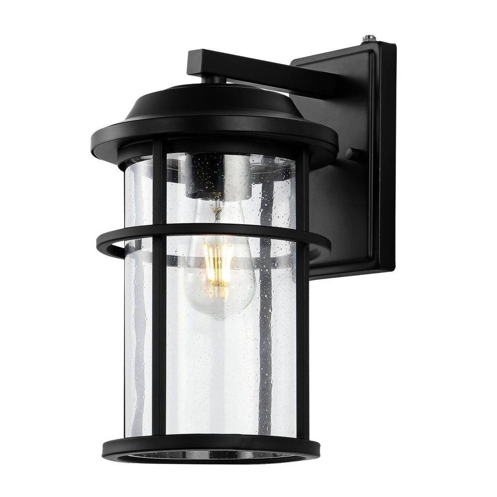 Safavieh CIANNA, Set of 2 Elegant 9.5-Inch Matte Black Outdoor Wall Sconces for Modern Curb Appeal & Ambiance PLT4017A-SET2