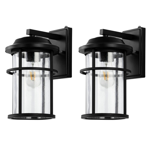 Safavieh CIANNA, Set of 2 Elegant 9.5-Inch Matte Black Outdoor Wall Sconces for Modern Curb Appeal & Ambiance PLT4017A-SET2